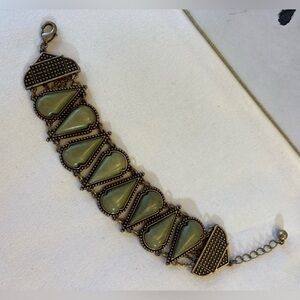 Green Faux Natural Stones Ethnic Tribal Panel Bracelet